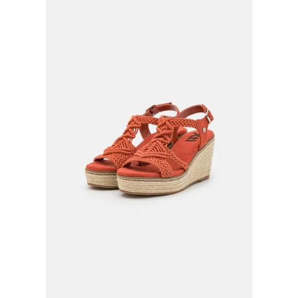 NEW XTI women's jute wedge sandals in brick