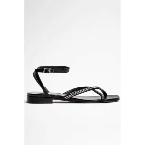 NEW ZADIG &amp; VOLTAIRE women's rockzy sandal in noir