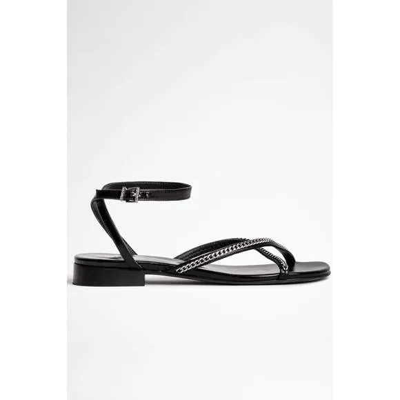 NEW ZADIG &amp; VOLTAIRE women's rockzy sandal in noir