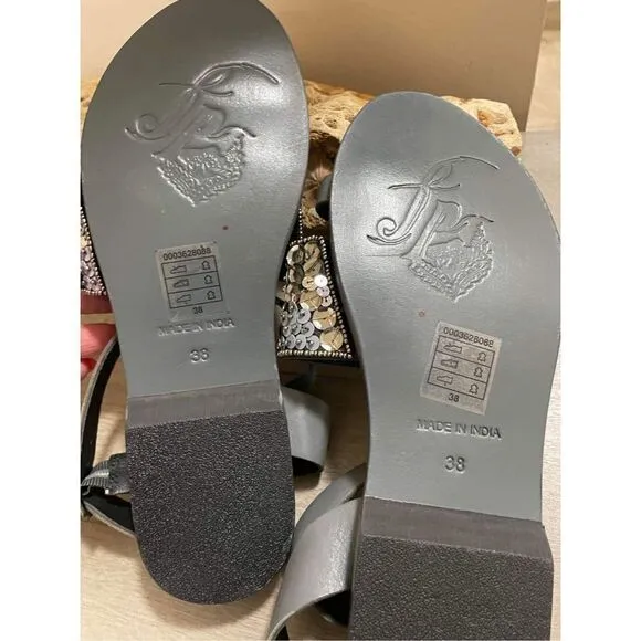 New Free People Sun Peaks Embellished Sandals Size 38 (Black)