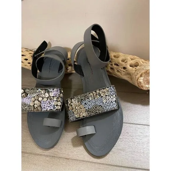 New Free People Sun Peaks Embellished Sandals Size 38 (Black)