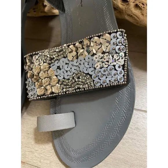 New Free People Sun Peaks Embellished Sandals Size 38 (Black)