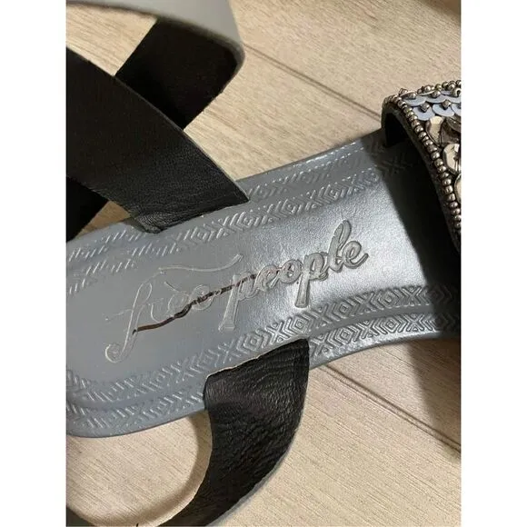 New Free People Sun Peaks Embellished Sandals Size 38 (Black)