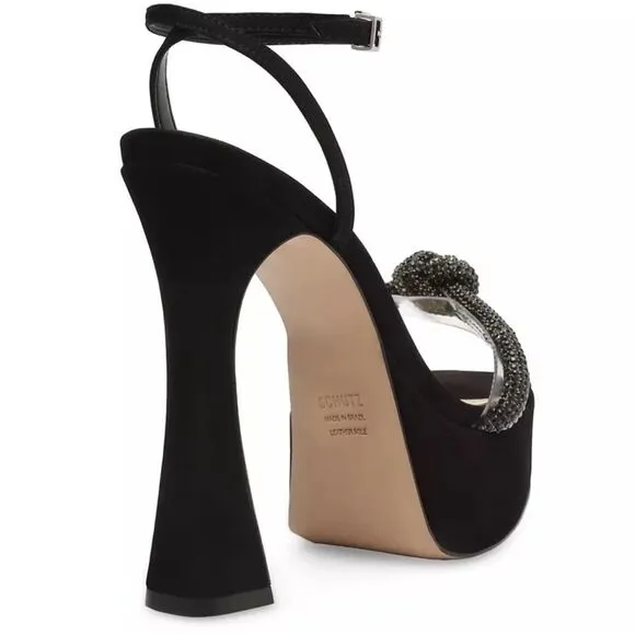 NEW Schutz Peaky 152MM Crystal-Embellished Leather Platform Sandals