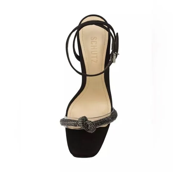 NEW Schutz Peaky 152MM Crystal-Embellished Leather Platform Sandals