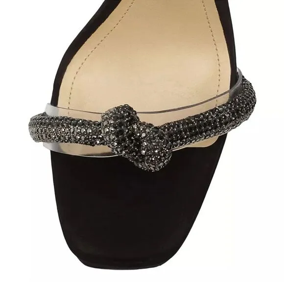 NEW Schutz Peaky 152MM Crystal-Embellished Leather Platform Sandals