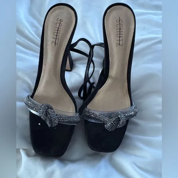 NEW Schutz Peaky 152MM Crystal-Embellished Leather Platform Sandals