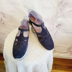 New! Sundance Mamzelle blue suede strappy maryjane sandals