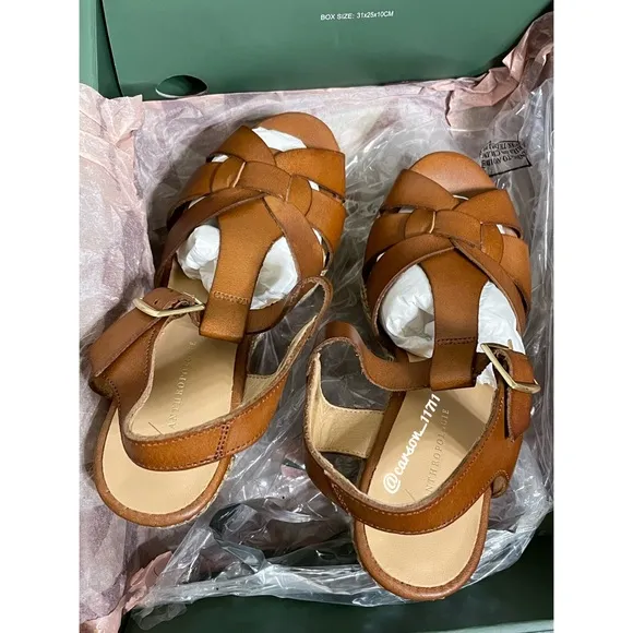 NIB Anthropologie T-Strap Platform Sandals 37 Brown