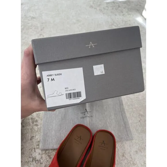 NIB‎ Aquatalia Weatherproof Abbey Suede Wedge Sandals - Red- Size 7 M- $350