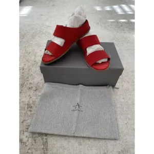 NIB‎ Aquatalia Weatherproof Abbey Suede Wedge Sandals - Red- Size 7 M- $350