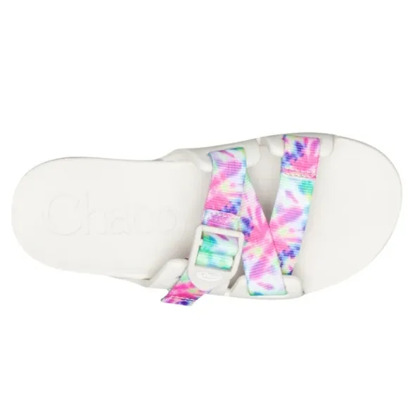 NIB Chaco Chillos Slide Sandal In White Multicolor Tie Dye Kids Size 2