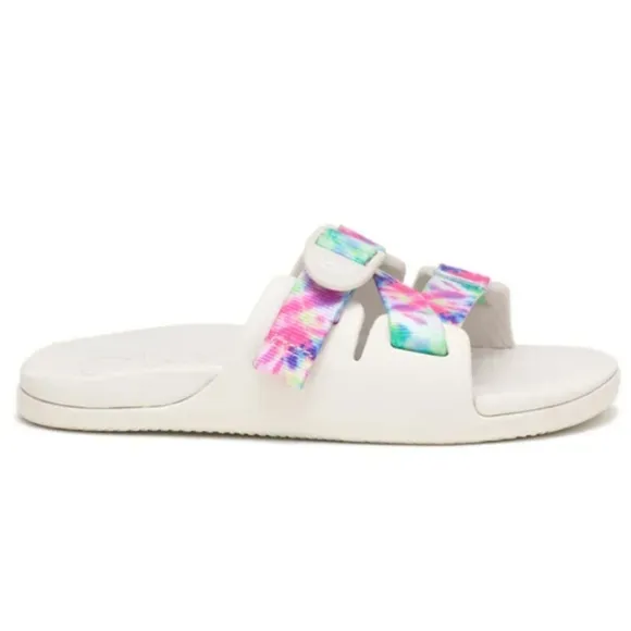 NIB Chaco Chillos Slide Sandal In White Multicolor Tie Dye Kids Size 2