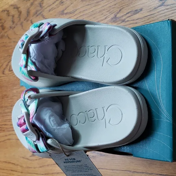 NIB Chaco Chillos Slide Sandal In White Multicolor Tie Dye Kids Size 2
