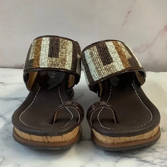 NIB Donald Pliner Women's Beaded Wedge Sandals Size 6