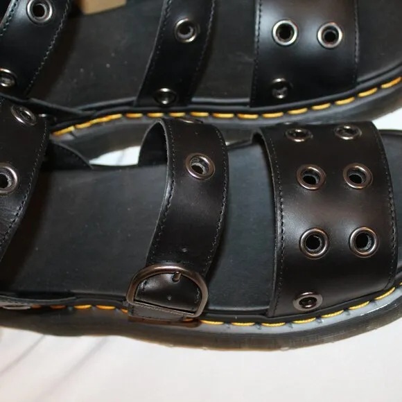 NIB DR. MARTENS MEN'S GRYPHON HWD BRANDO BLACK‎ LEATHER SANDALS SZ 13