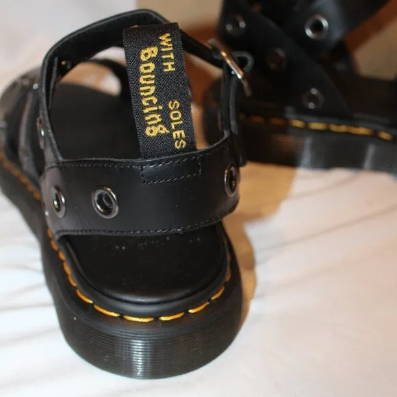 NIB DR. MARTENS MEN'S GRYPHON HWD BRANDO BLACK‎ LEATHER SANDALS SZ 13