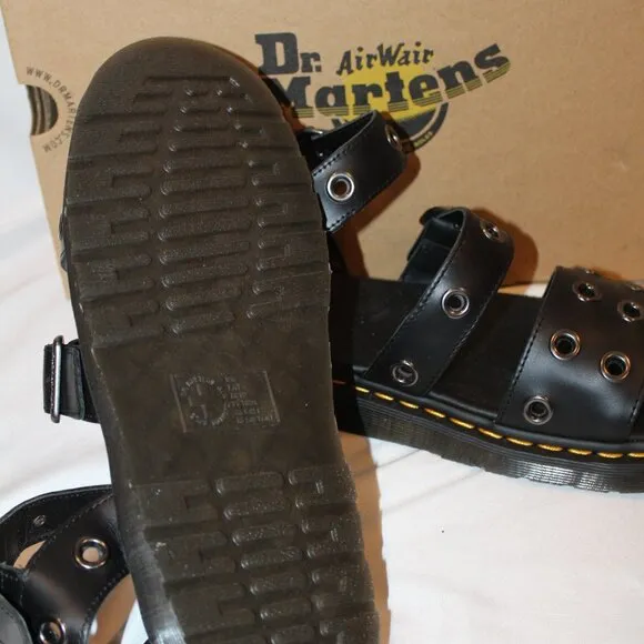 NIB DR. MARTENS MEN'S GRYPHON HWD BRANDO BLACK‎ LEATHER SANDALS SZ 13