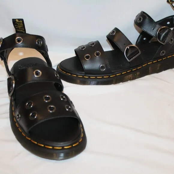 NIB DR. MARTENS MEN'S GRYPHON HWD BRANDO BLACK‎ LEATHER SANDALS SZ 13