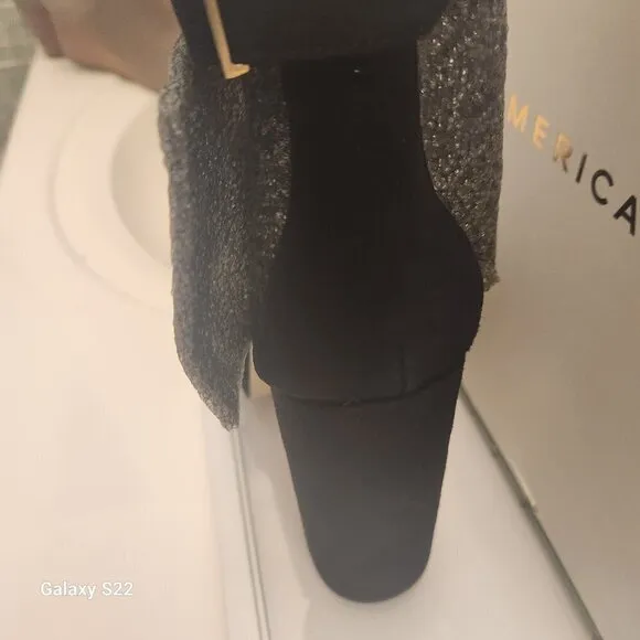 NIB Good American Platform Sandals chunky black suede heels. Various.