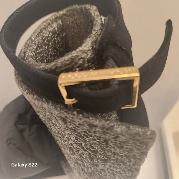 NIB Good American Platform Sandals chunky black suede heels. Various.