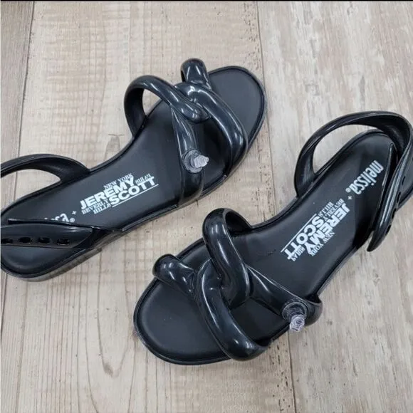 NIB Jeremy Scott x Melissa Black Jelly Tube Sandals 5 &amp; 6