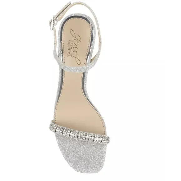 NIB Jewel Badgley Mischka Charlee Block Heel Embellished Evening Sandals