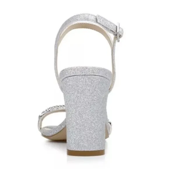 NIB Jewel Badgley Mischka Charlee Block Heel Embellished Evening Sandals