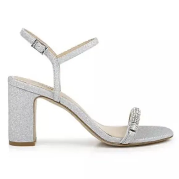 NIB Jewel Badgley Mischka Charlee Block Heel Embellished Evening Sandals