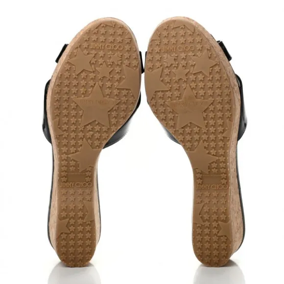 NIB JIMMY CHOO Patent Prima Cork Wedge Sandals