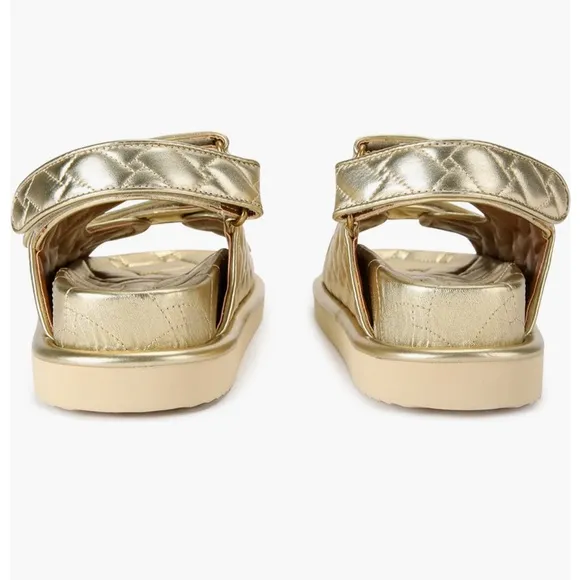 NIB Kurt Geiger London Orson Gold Leather Summer Sandals sz 8/38.5