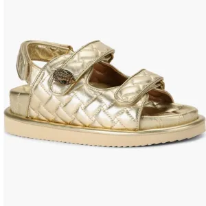 NIB Kurt Geiger London Orson Gold Leather Summer Sandals sz 8/38.5