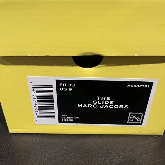 NIB MARC JACOBS The Slide Sandals Terry Faux Fur Yellow