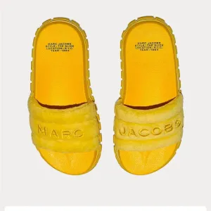 NIB MARC JACOBS The Slide Sandals Terry Faux Fur Yellow