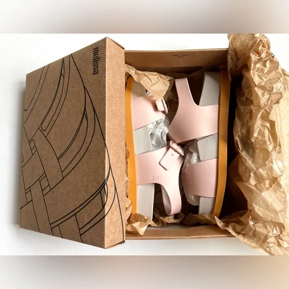 NIB Melissa Wide Platform Sandals in Pink / Beige / Caramelo 9