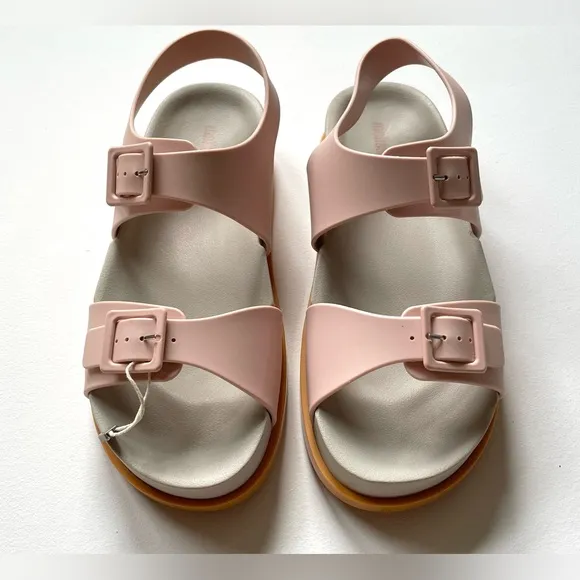NIB Melissa Wide Platform Sandals in Pink / Beige / Caramelo 9