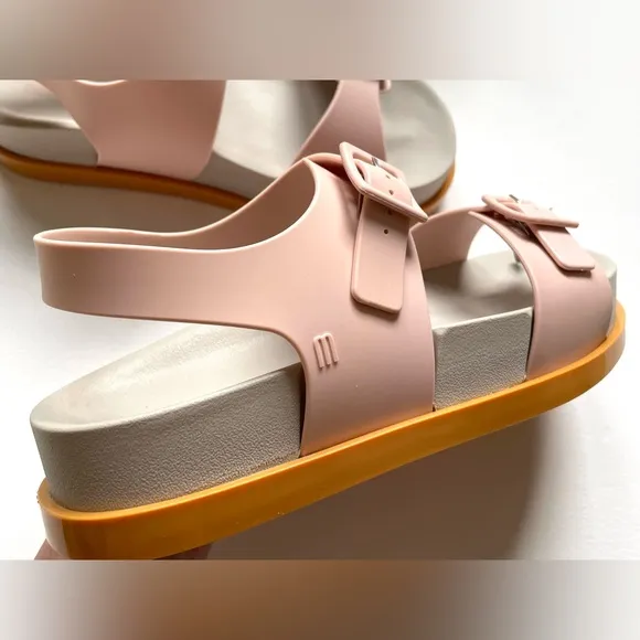 NIB Melissa Wide Platform Sandals in Pink / Beige / Caramelo 9
