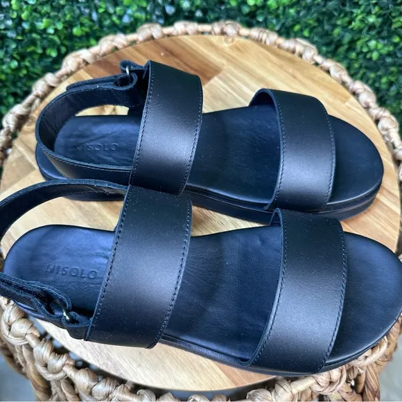 NIB Nisolo x Anthropologie go to flatform sandals in all black