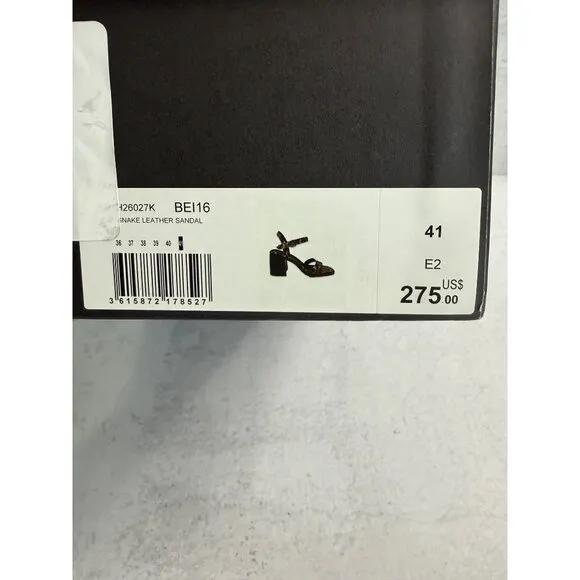 NIB The Kooples Womens Python Square Toe Block Heel Sandals Size FR 41/US 10