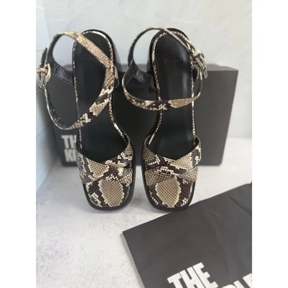 NIB The Kooples Womens Python Square Toe Block Heel Sandals Size FR 41/US 10