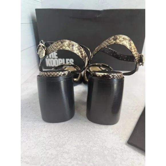 NIB The Kooples Womens Python Square Toe Block Heel Sandals Size FR 41/US 10