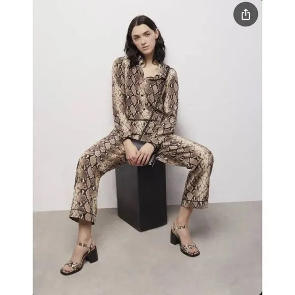 NIB The Kooples Womens Python Square Toe Block Heel Sandals Size FR 41/US 10