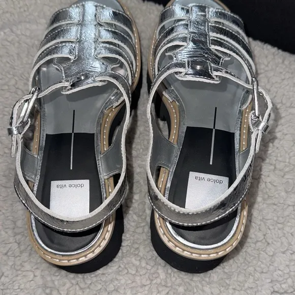 NIB women’s gorgeous dolce vita silver latice fisherman sandals, shoes, sz 8