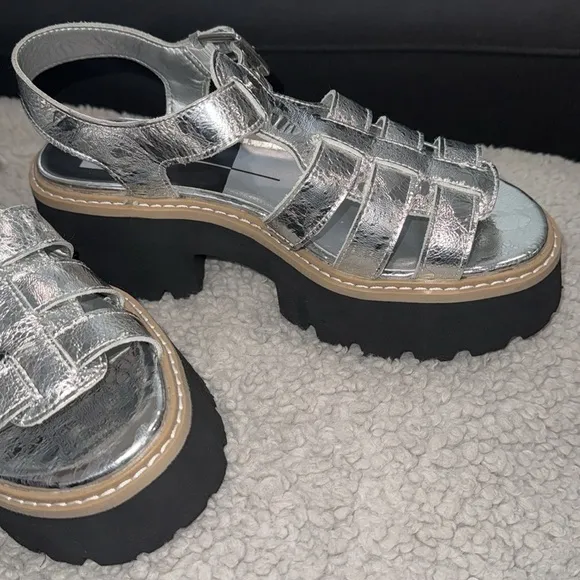 NIB women’s gorgeous dolce vita silver latice fisherman sandals, shoes, sz 8