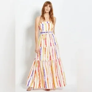 Nicholas Kerala Fully Lined Multi-Color Stripes Maxi Dress 0