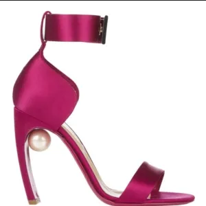NICHOLAS KIRKWOOD Maeva Satin Sandals Pearl Heels Italy Resort Collection Sz 40