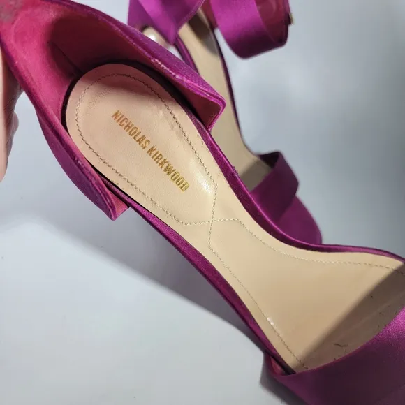 NICHOLAS KIRKWOOD Maeva Satin Sandals Pearl Heels Italy Resort Collection Sz 40