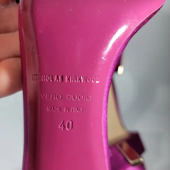 NICHOLAS KIRKWOOD Maeva Satin Sandals Pearl Heels Italy Resort Collection Sz 40