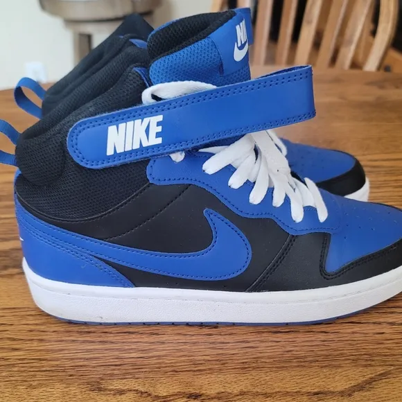 Nike Blue Black White Court Borough Mid High-Top Shoes Kicks Sneakers