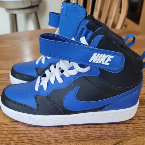 Nike Blue Black White Court Borough Mid High-Top Shoes Kicks Sneakers
